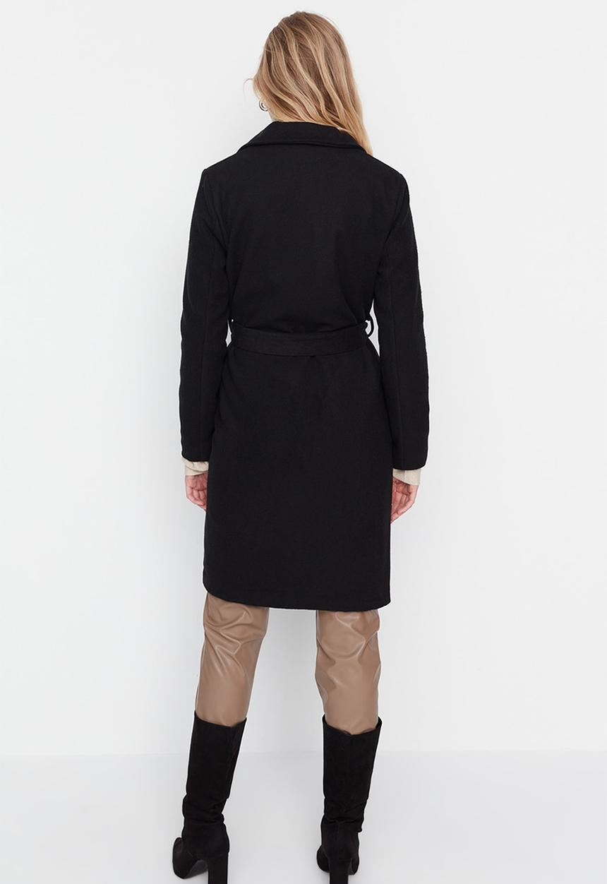 Trendyol - Belted cachet coat - black
