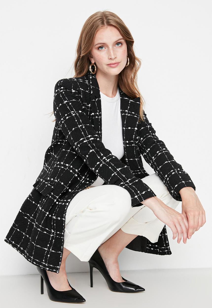 Trendyol - Tweed regular blazer - black