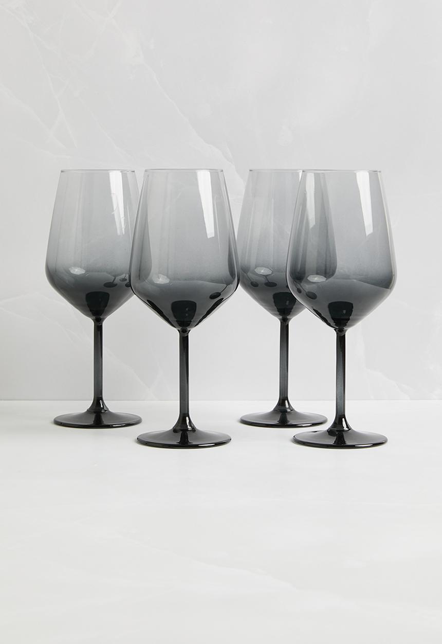 Excellent Houseware - Tigua Wine Glass Set Of 4 - Onyx