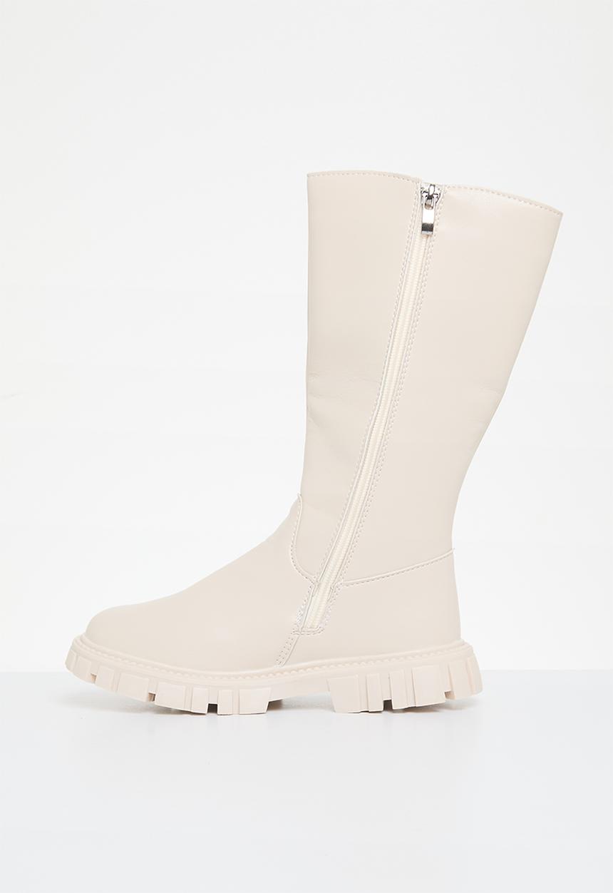 Pop Candy - Bowknot décor knee high boots - beige