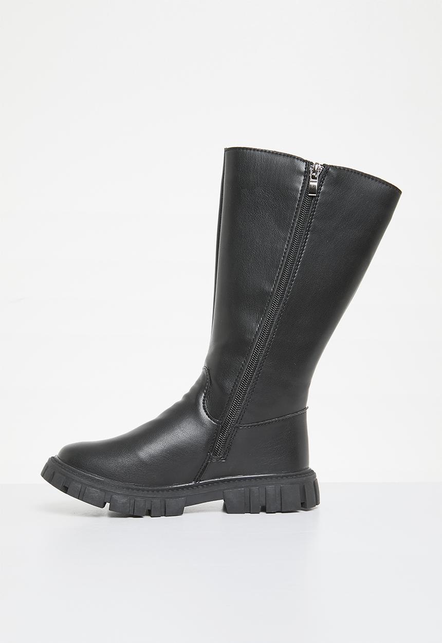 Pop Candy - Bowknot décor knee high boots - black