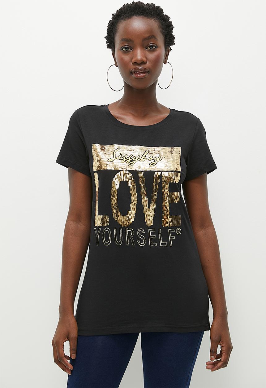SISSY BOY - Ryler: regular fit multi technique logo top - black