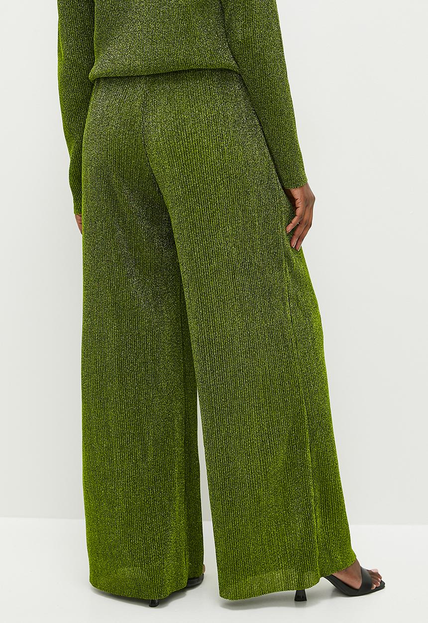 Glamorous - Plisse Glitter Trousers - Green
