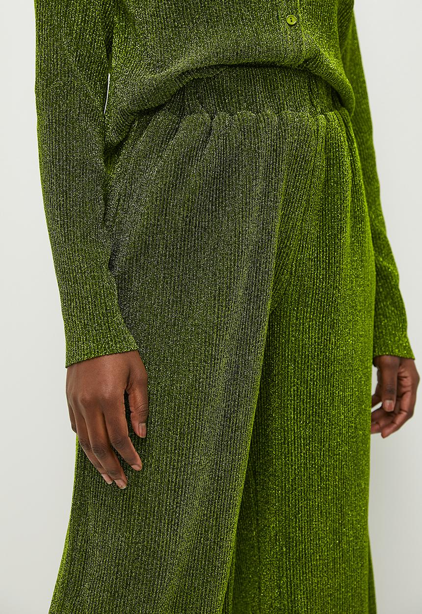 Glamorous - Plisse Glitter Trousers - Green