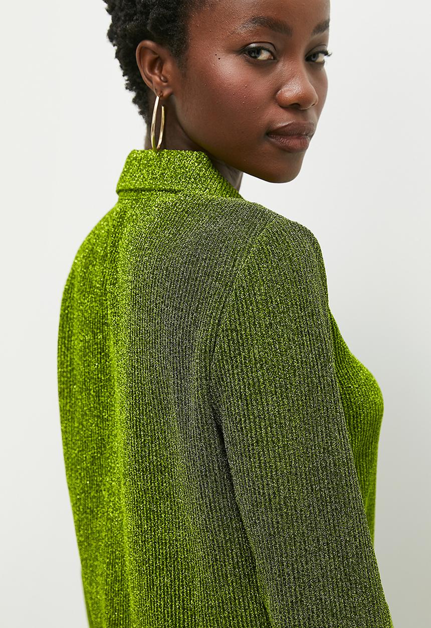 Glamorous - Plisse Glitter Shirt - Green