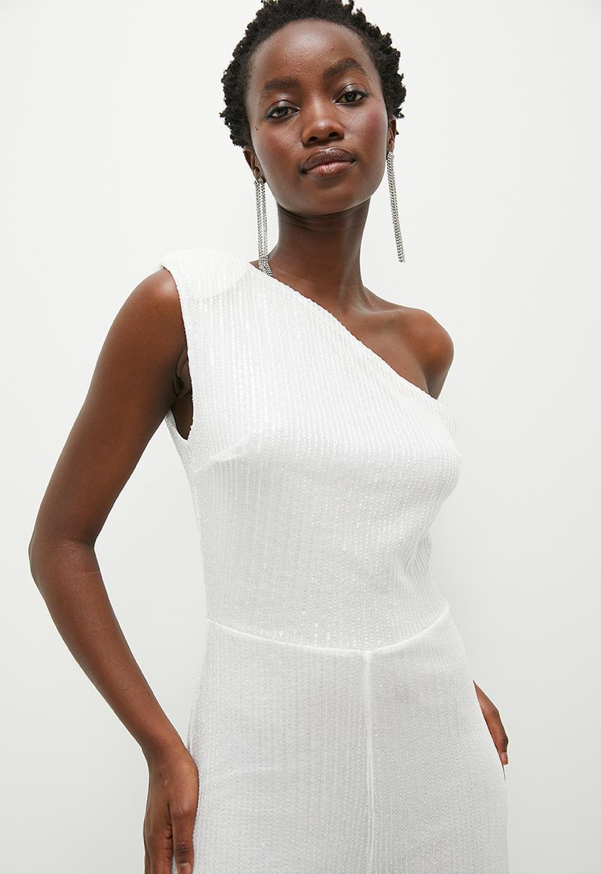 dailyfriday - Metallic asym jumpsuit - white