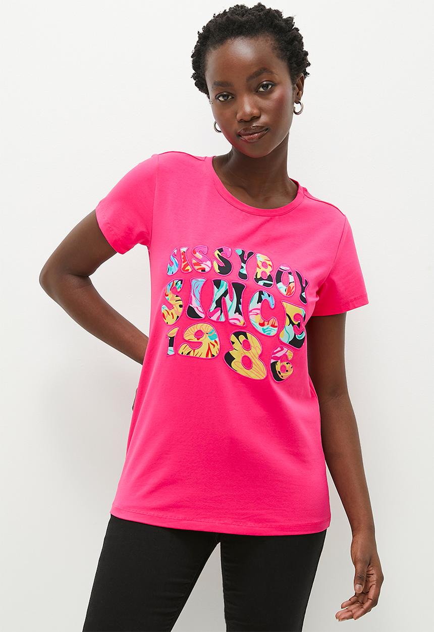 SISSY BOY - Slicker: regular fit top with short sleeves - cerise
