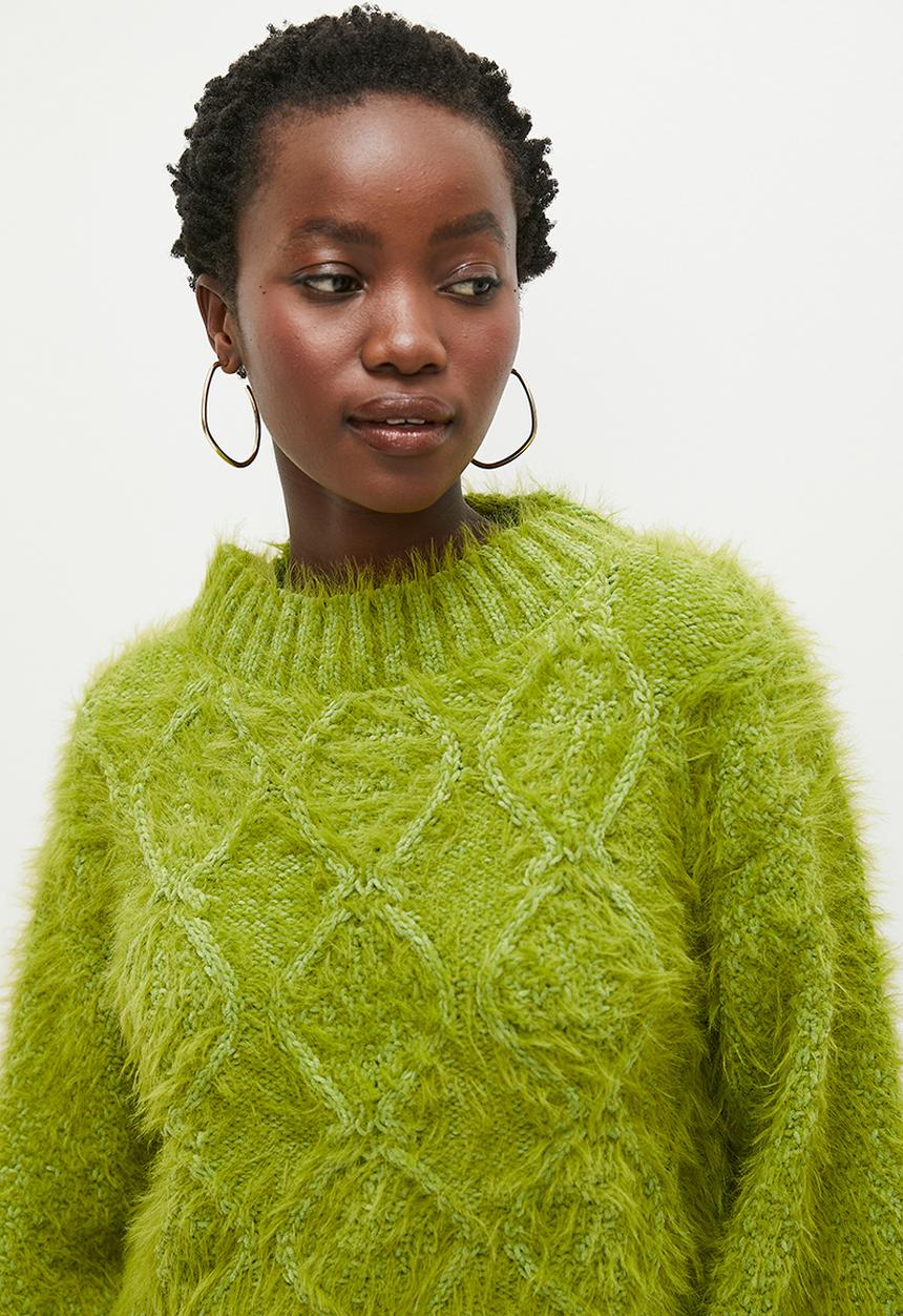 Glamorous - Cable Knit Cropped Jumper - Grass Green