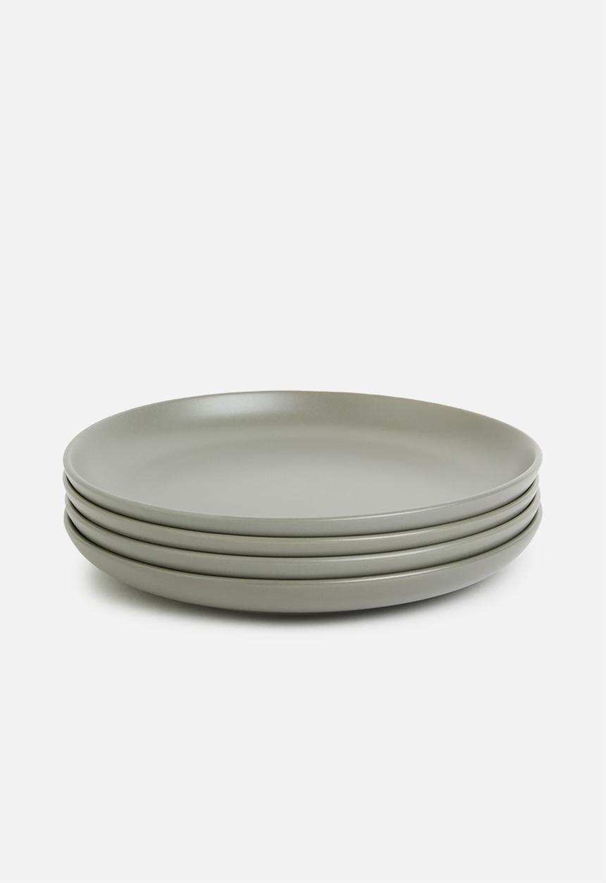 Excellent Houseware - Emble stoneware dinner plate of 4 - green
