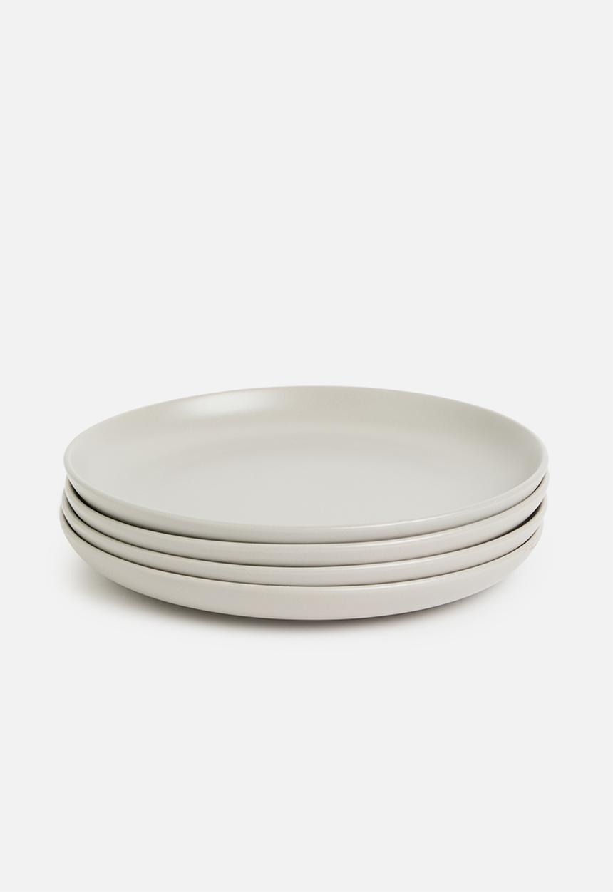 Excellent Houseware - Emble stoneware dinner plate of 4 - grey