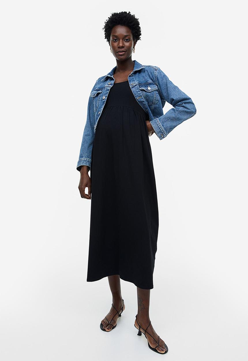 H&M - Mama square-neck jersey dress - black