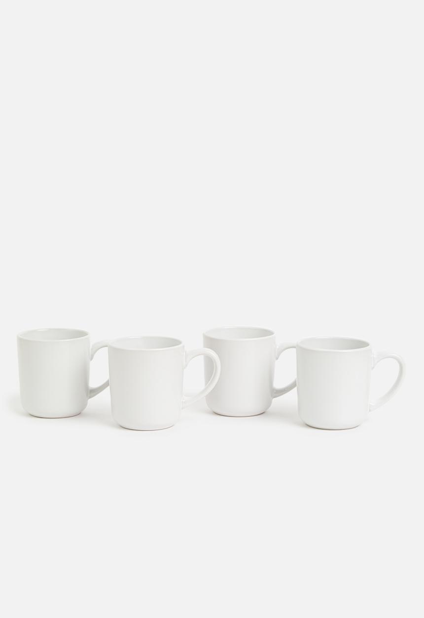 Excellent Houseware - Emble stoneware mug set of 4 - white