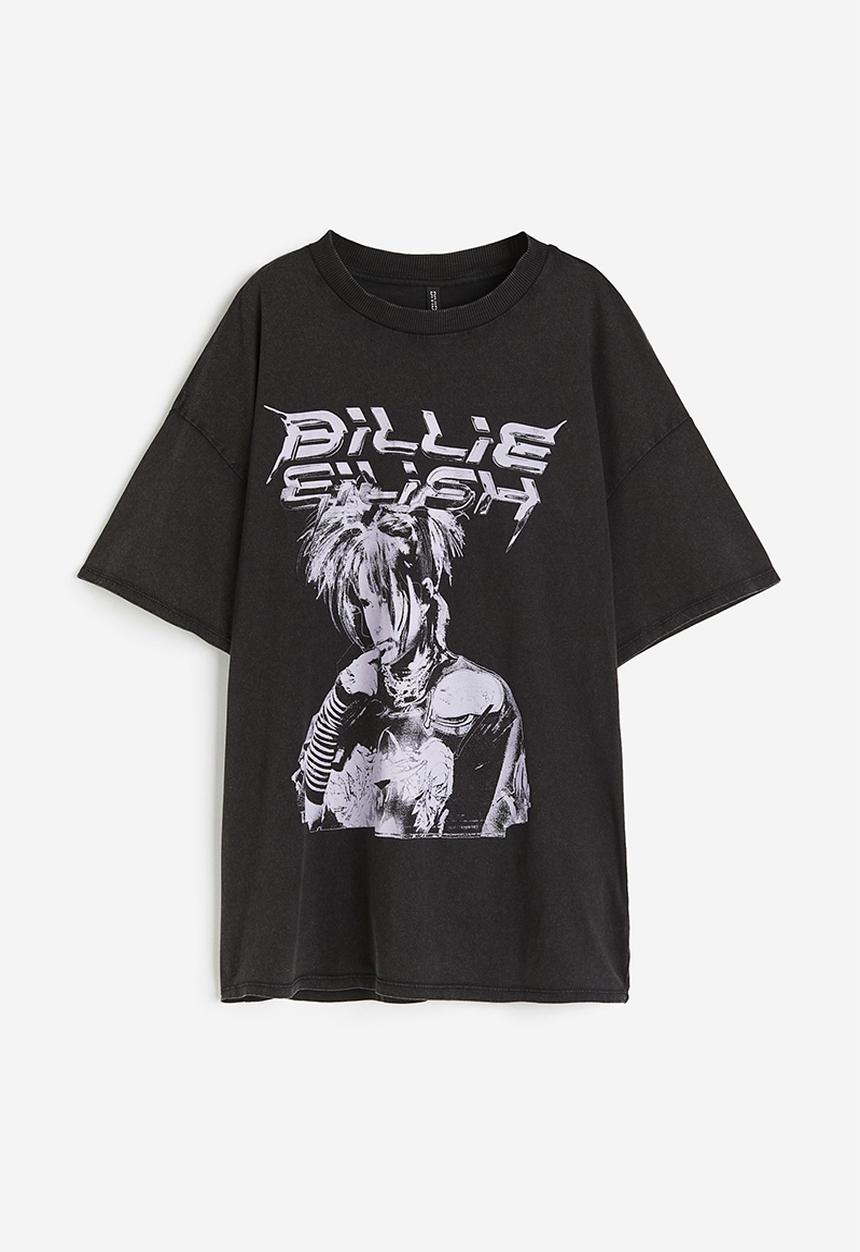 H&M - Oversized printed T-shirt - black/billie eilish