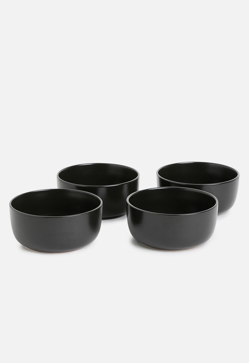 Excellent Houseware - Emble stoneware cereal bowl of 4 - black