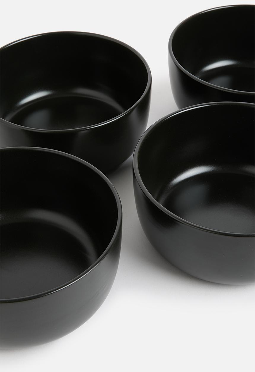 Excellent Houseware - Emble stoneware cereal bowl of 4 - black