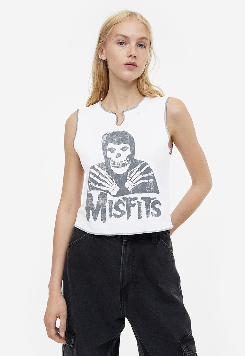 H&M - Printed vest top - white/misfits