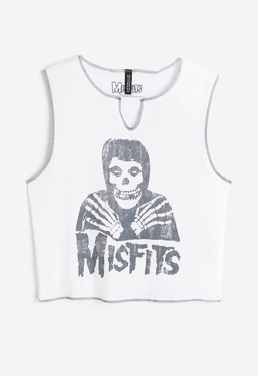H&M - Printed vest top - white/misfits