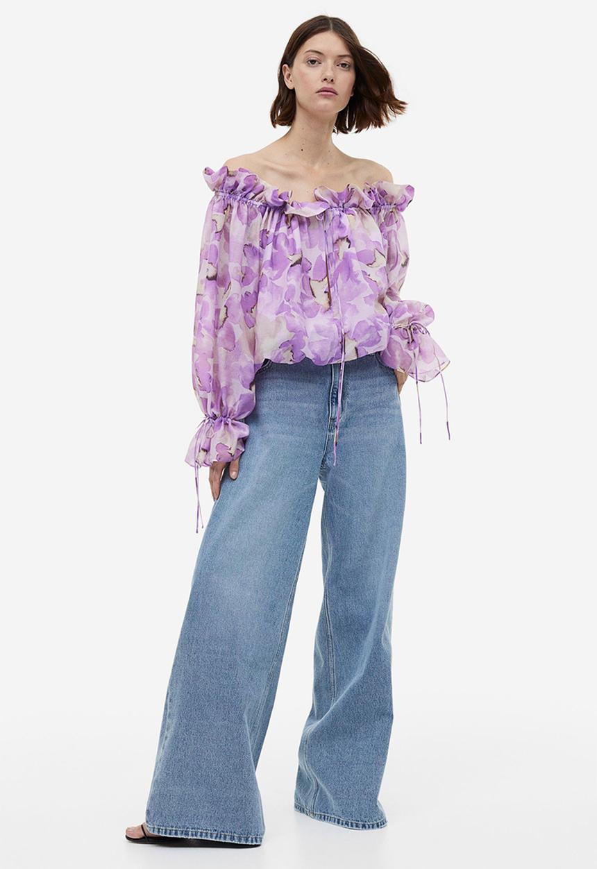 H&M - Off-the-shoulder blouse - light purple/floral