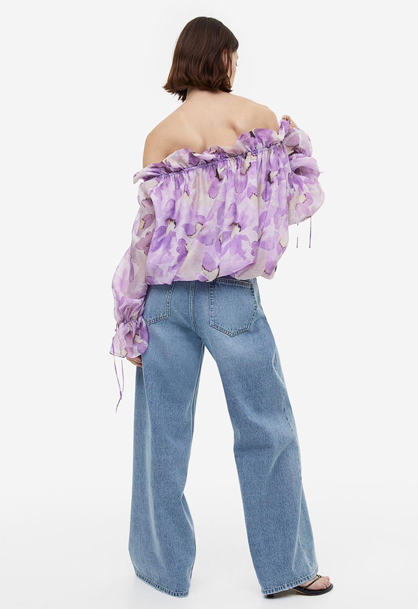 H&M - Off-the-shoulder blouse - light purple/floral