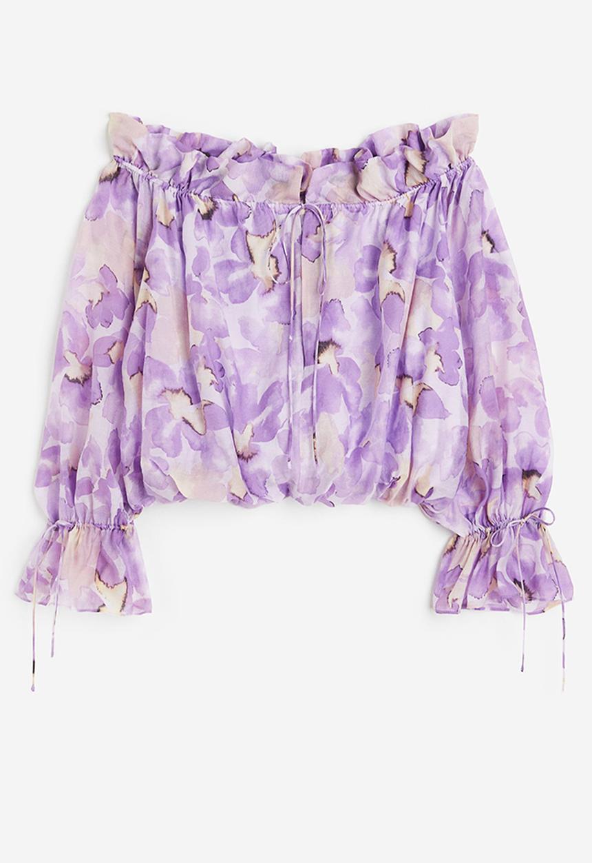 H&M - Off-the-shoulder blouse - light purple/floral