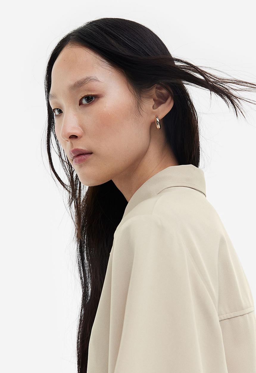 H&M - Tie-belt shirt dress - light beige