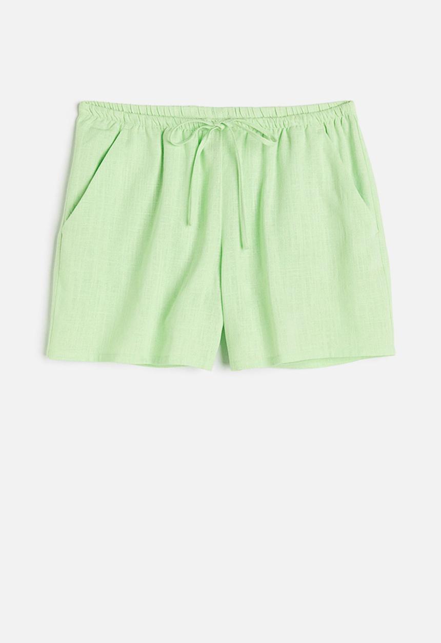 H&M - Linen-blend pull-on shorts - light green