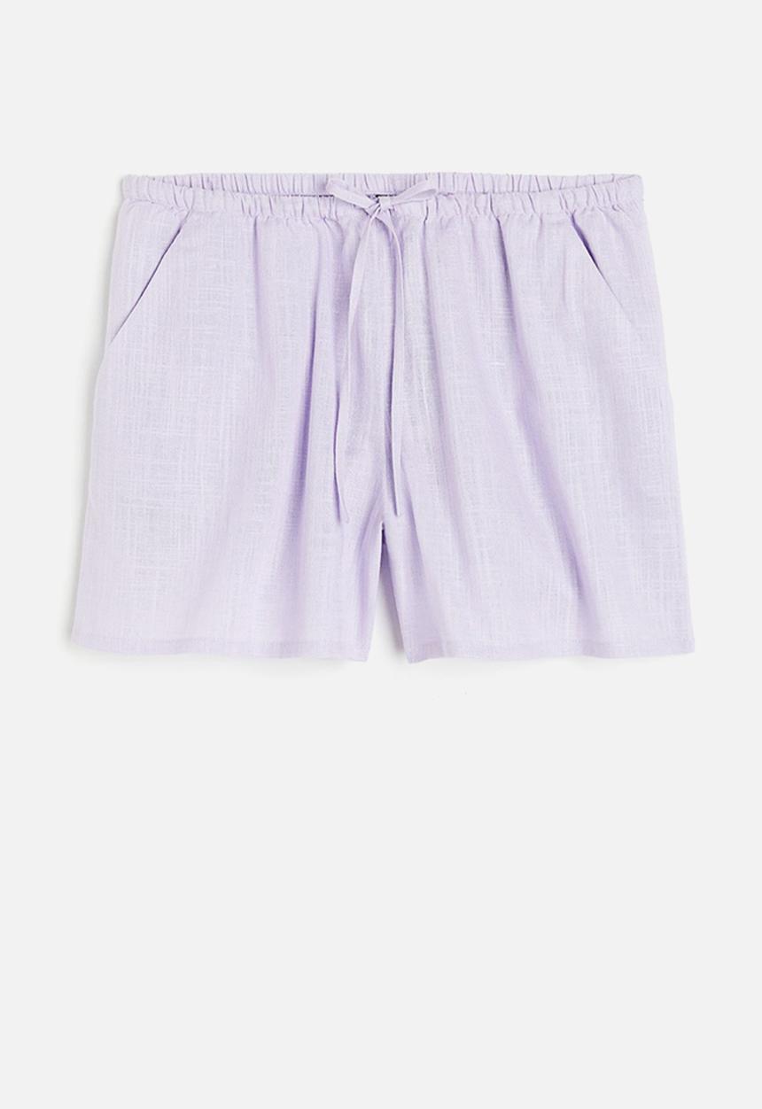 H&M - Linen-blend pull-on shorts - light purple