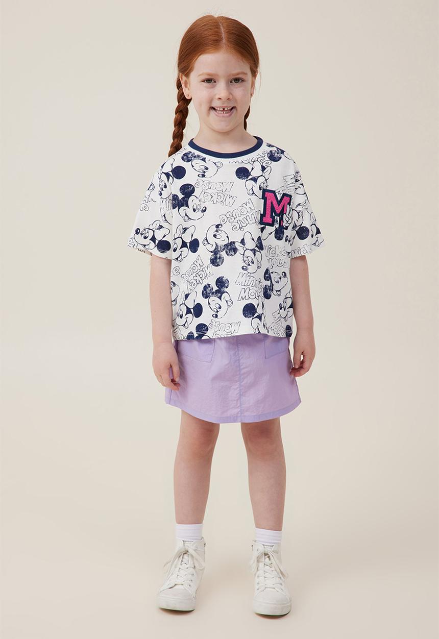 Cotton On - License drop shoulder short sleeve top - lcn dis disney yardage/vanilla