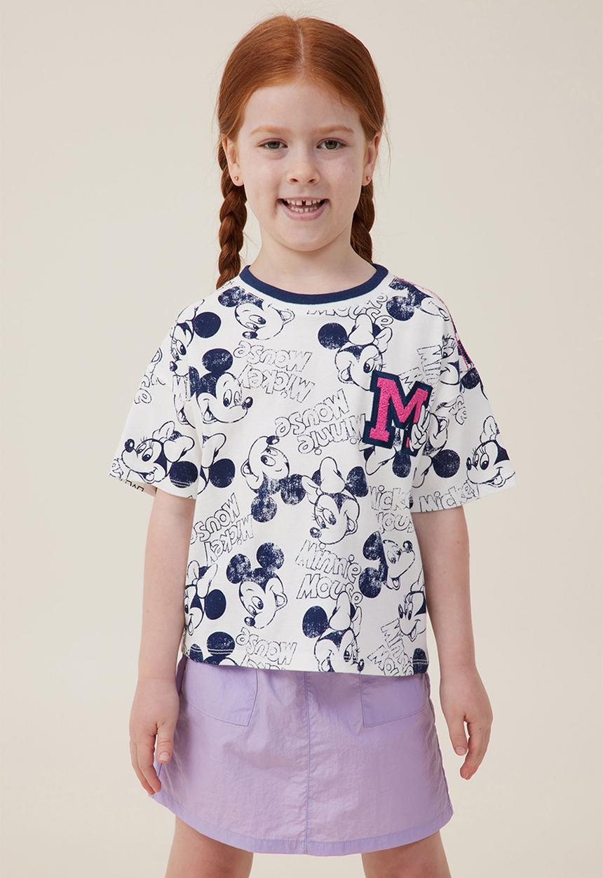 Cotton On - License drop shoulder short sleeve top - lcn dis disney yardage/vanilla