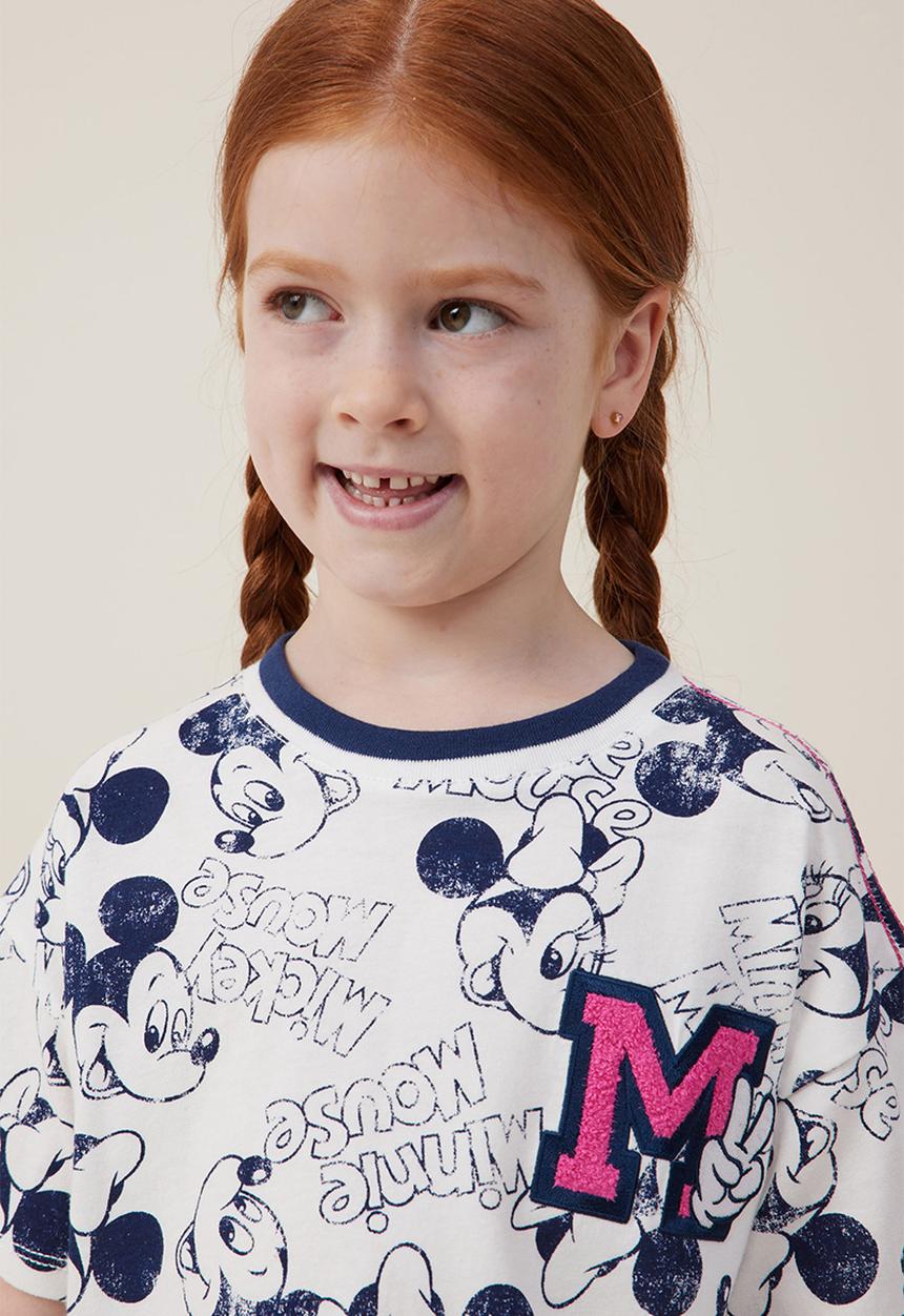 Cotton On - License drop shoulder short sleeve top - lcn dis disney yardage/vanilla