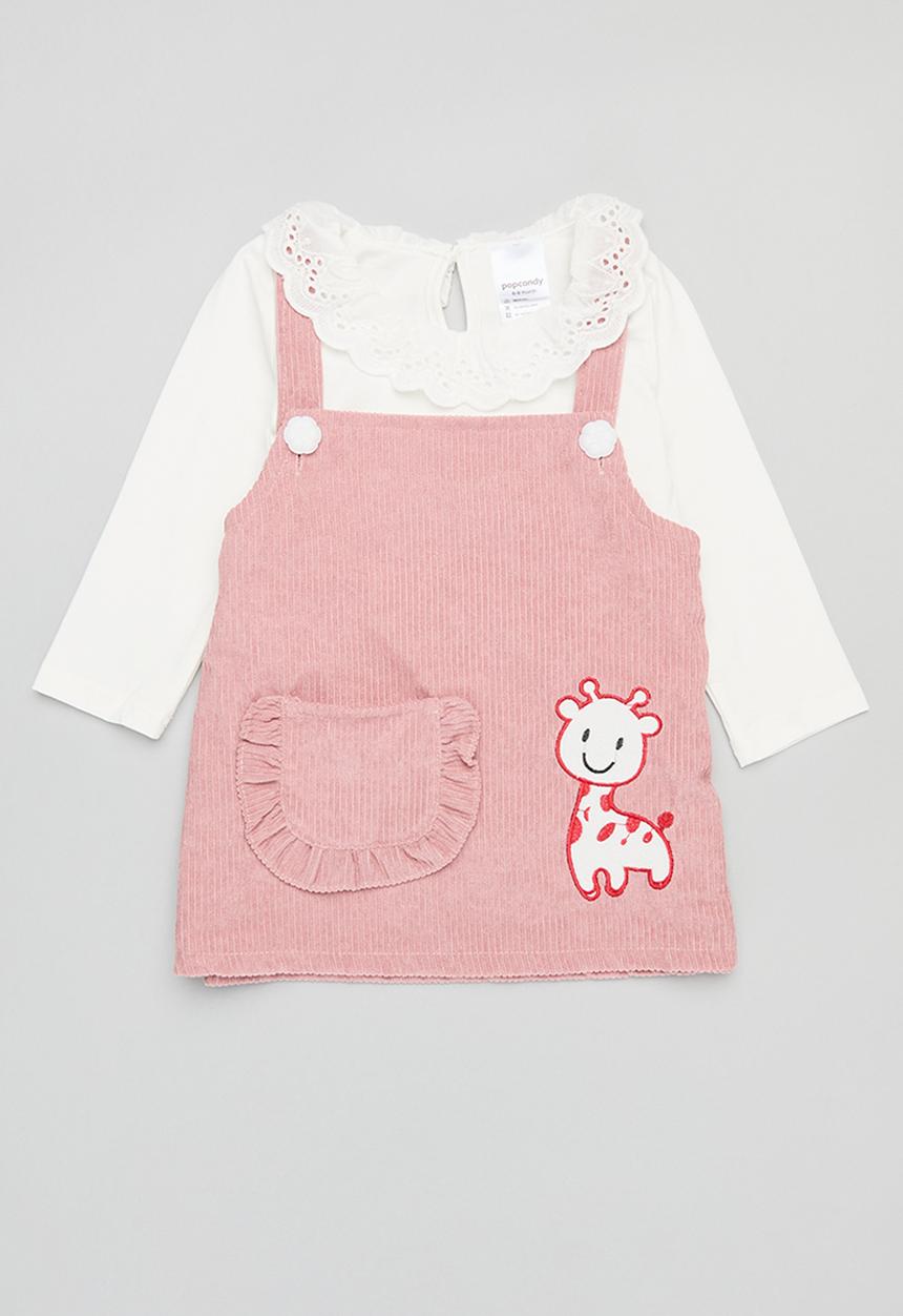 Pop Candy - Pinafore & tee set - pink & white