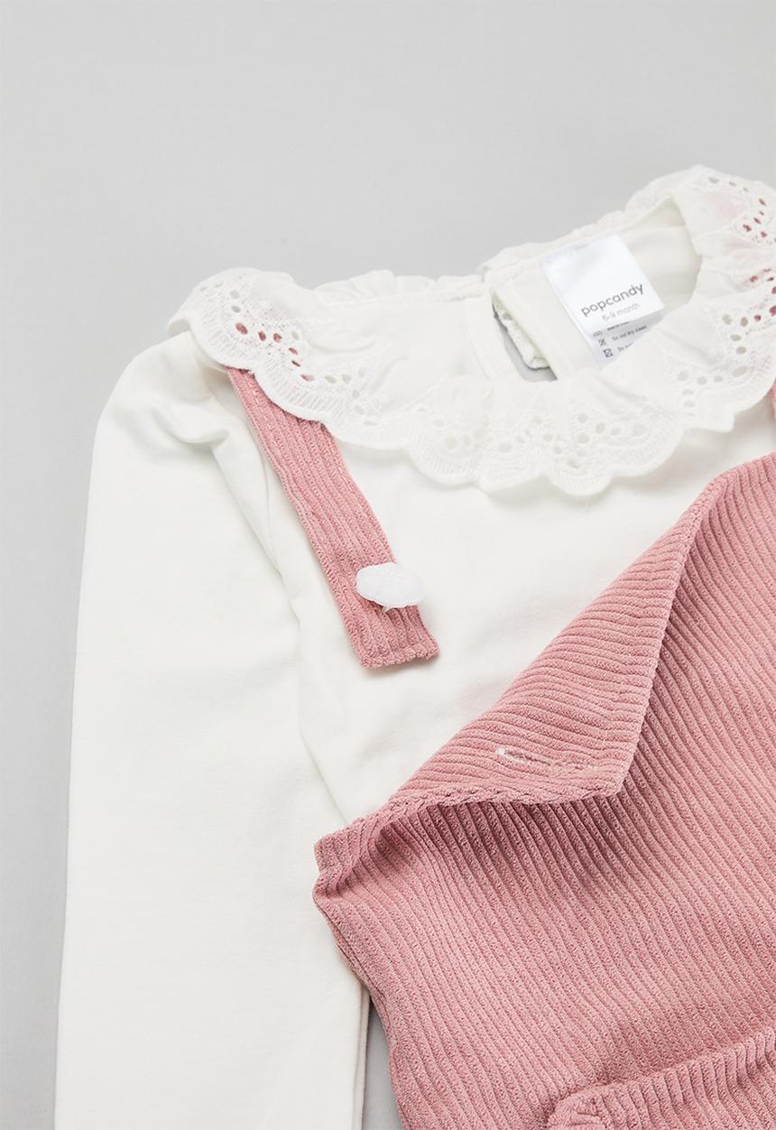 Pop Candy - Pinafore & tee set - pink & white