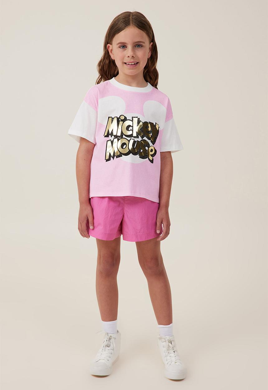 Cotton On - License drop shoulder short sleeve top - lcn dis mickey mouse/cali pink