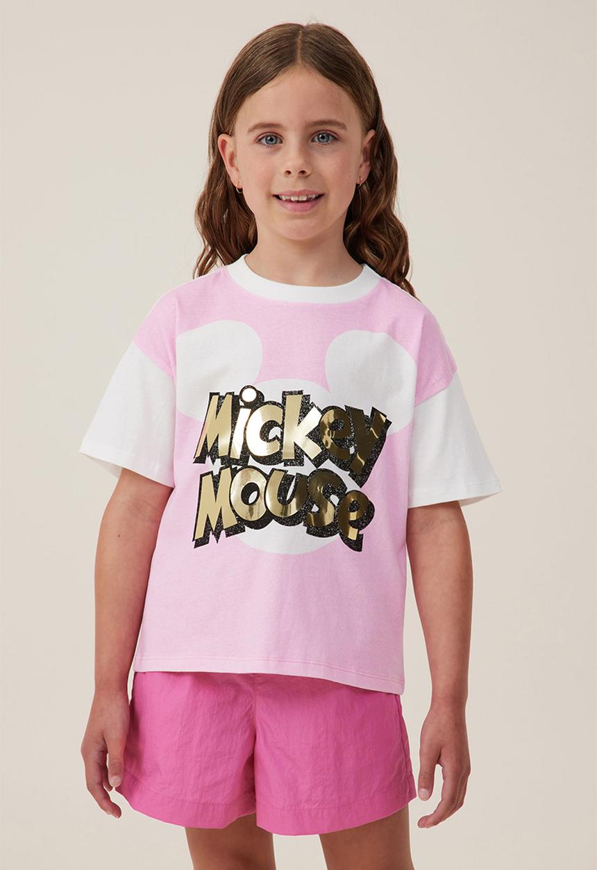 Cotton On - License drop shoulder short sleeve top - lcn dis mickey mouse/cali pink