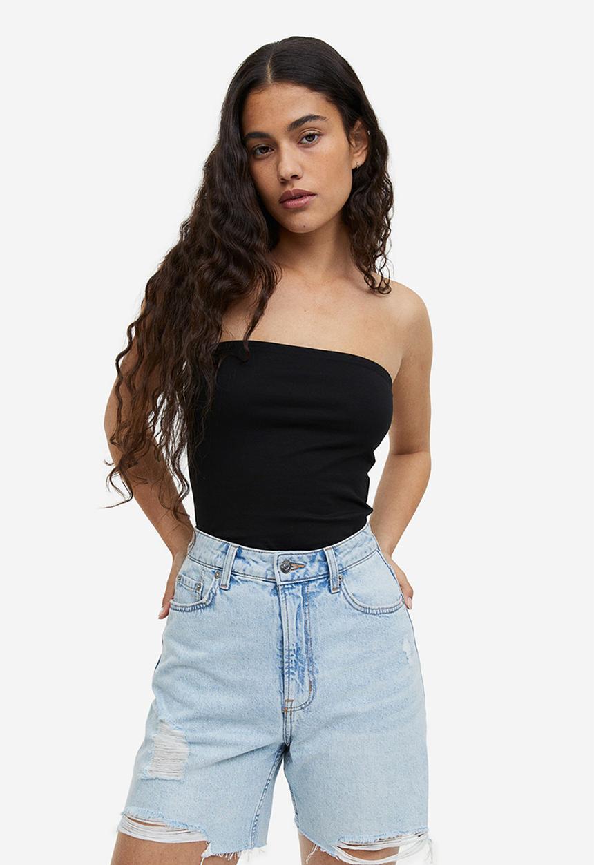 H&M - Jersey bandeau top - black
