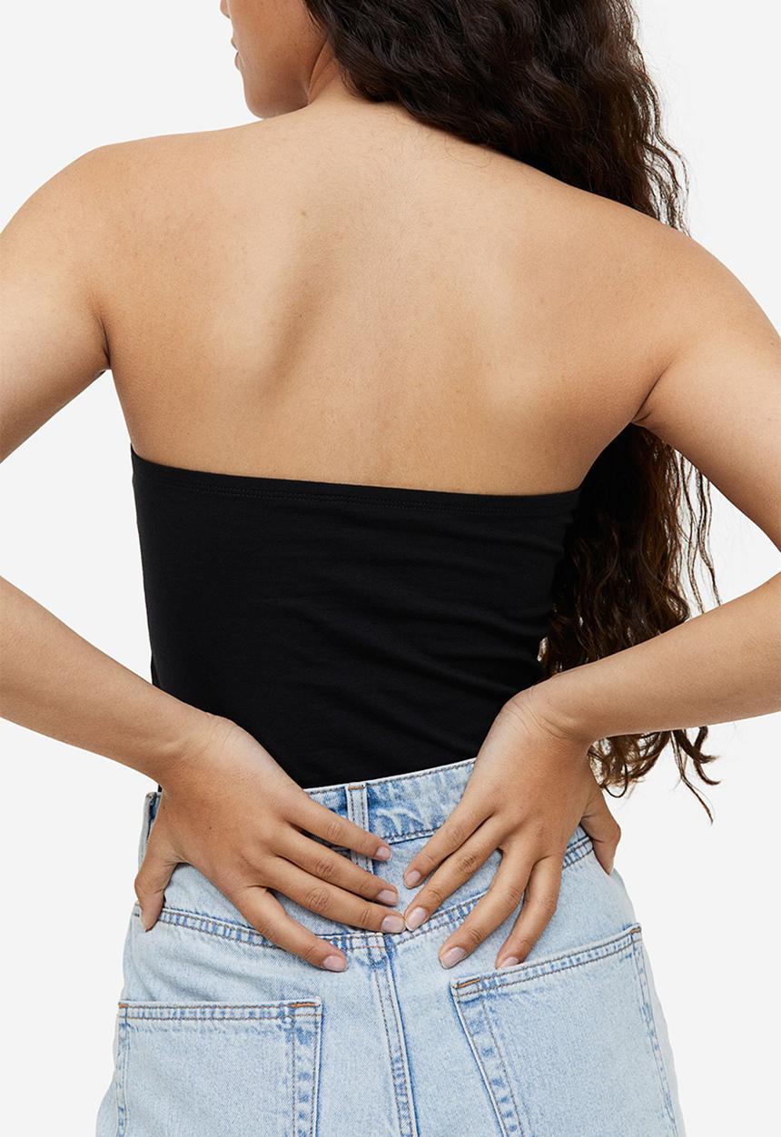 H&M - Jersey bandeau top - black