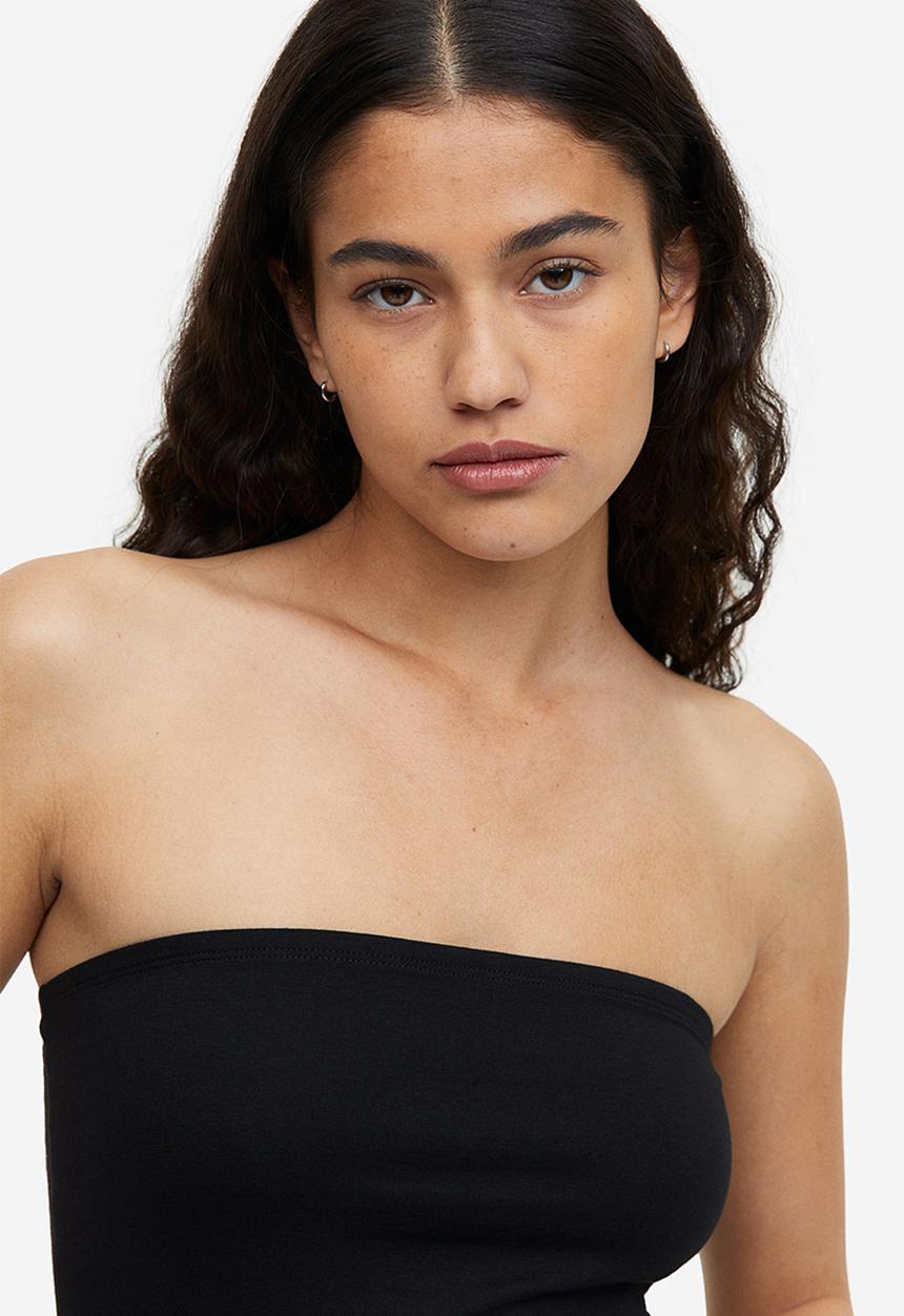 H&M - Jersey bandeau top - black