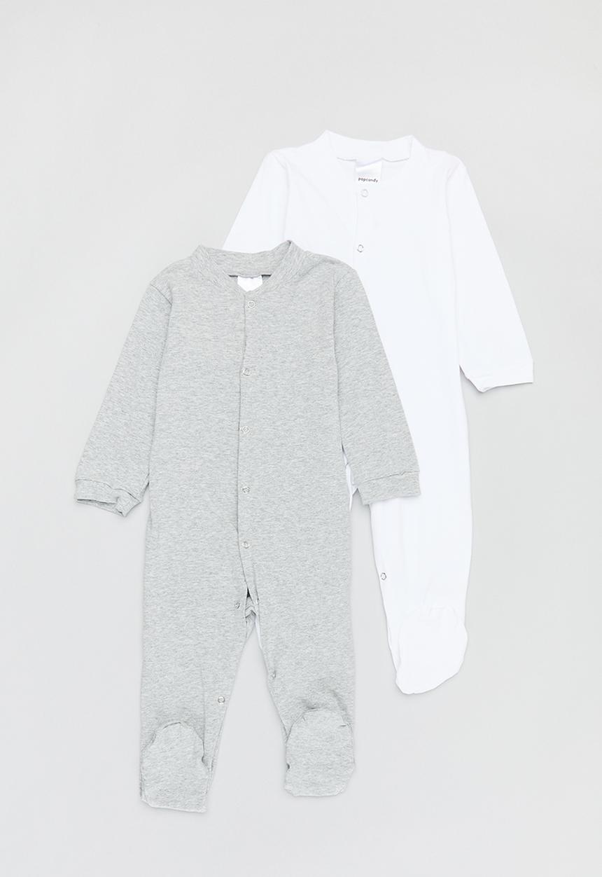 Pop Candy - 2 Pack babygrow - grey & white