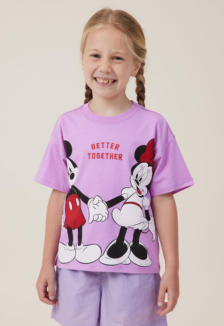 Cotton On - License drop shoulder short sleeve top - lcn dis mickey better together/lavender dream