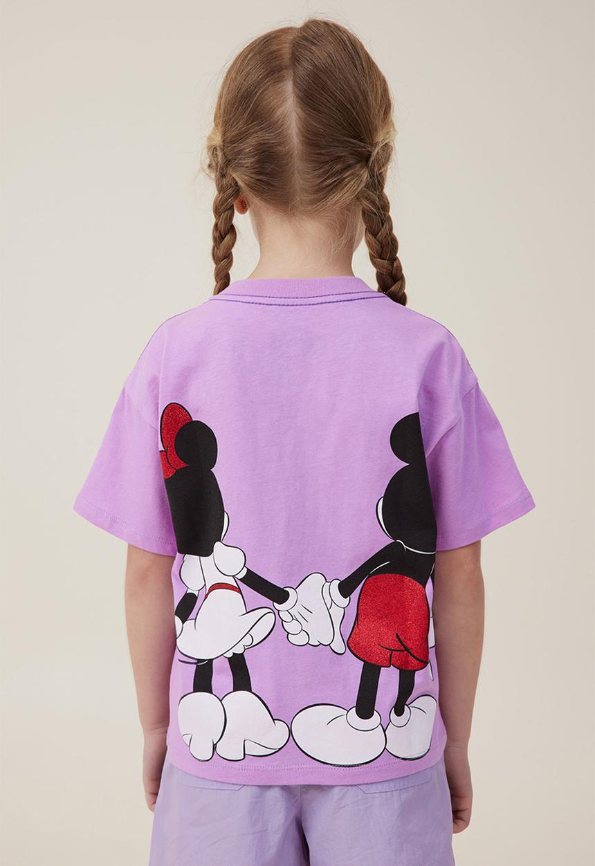 Cotton On - License drop shoulder short sleeve top - lcn dis mickey better together/lavender dream