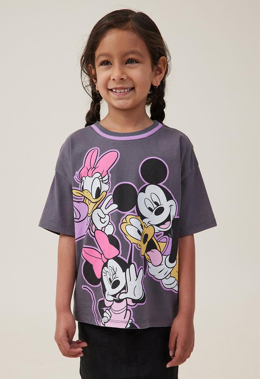 Cotton On - License drop shoulder short sleeve top - lcn dis minnie & friends/rabbit grey