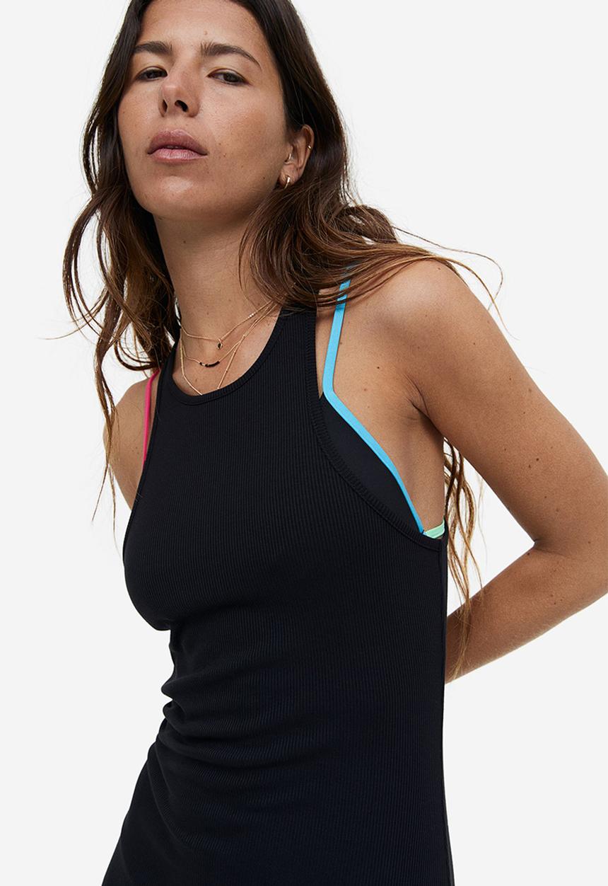 H&M - Ribbed sleeveless dress - black