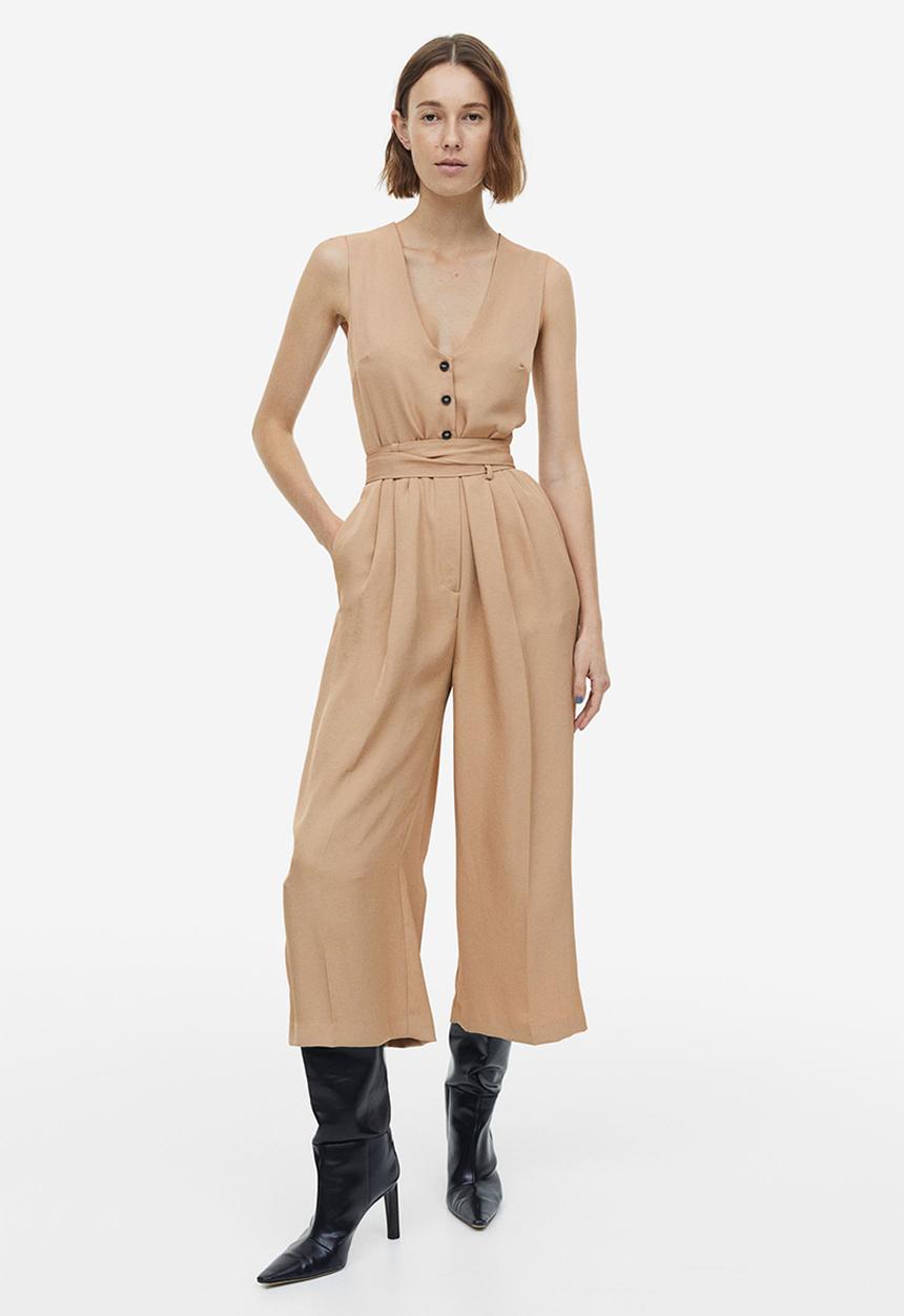 H&M - V-neck jumpsuit - beige