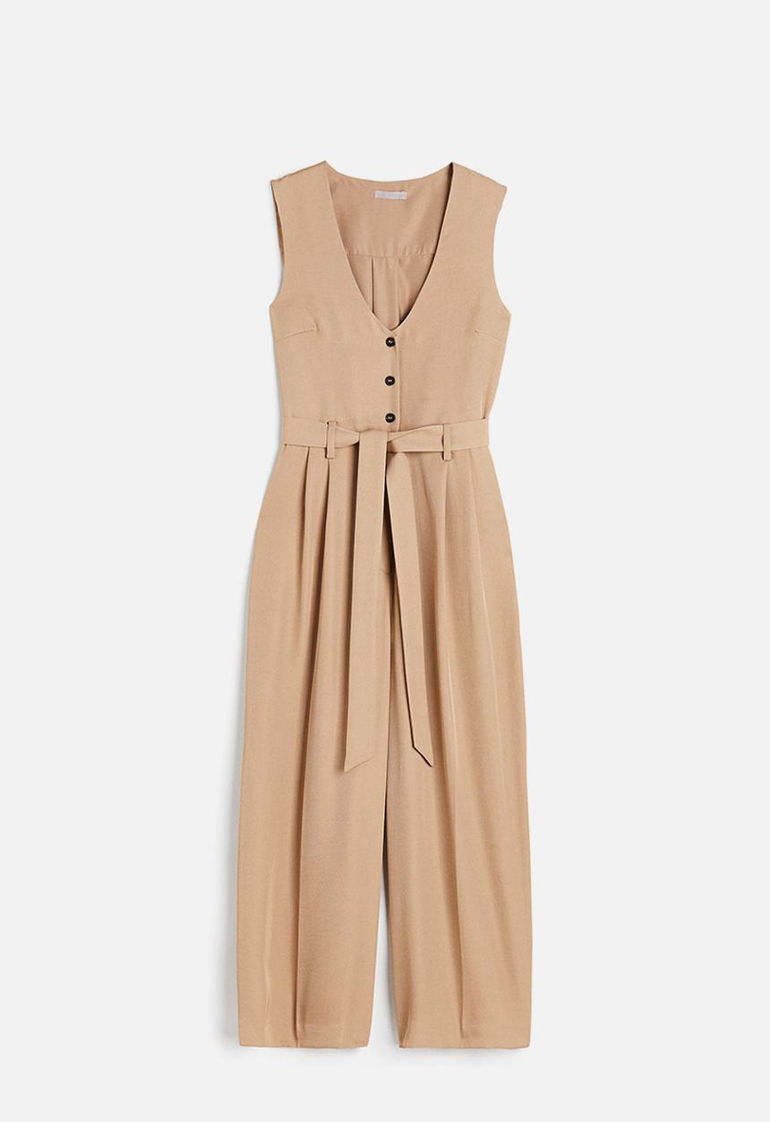 H&M - V-neck jumpsuit - beige