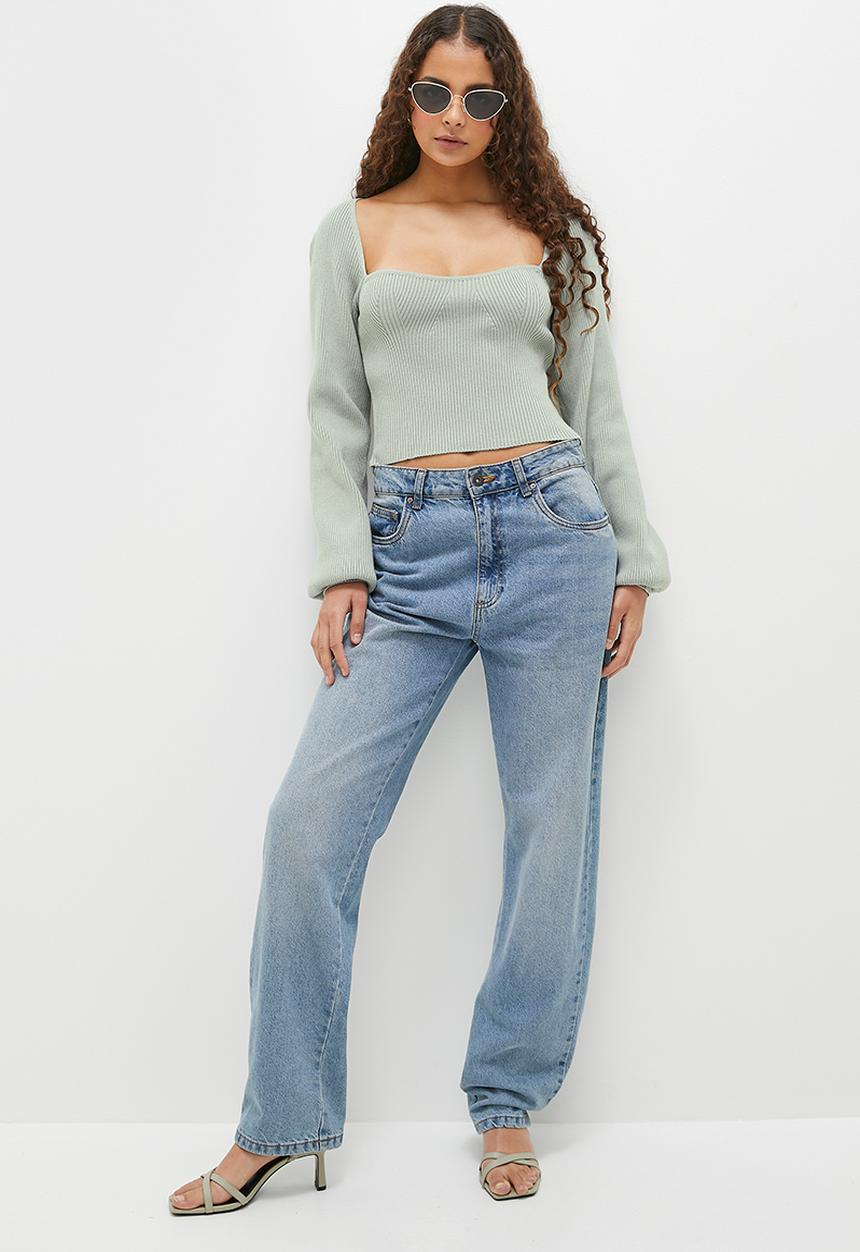 dailyfriday - Sweetheart jumper with blouson sleeve - sage