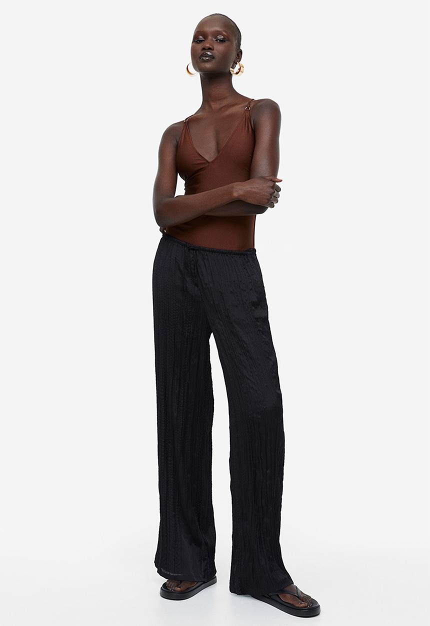 H&M - Wide pull-on trousers - black