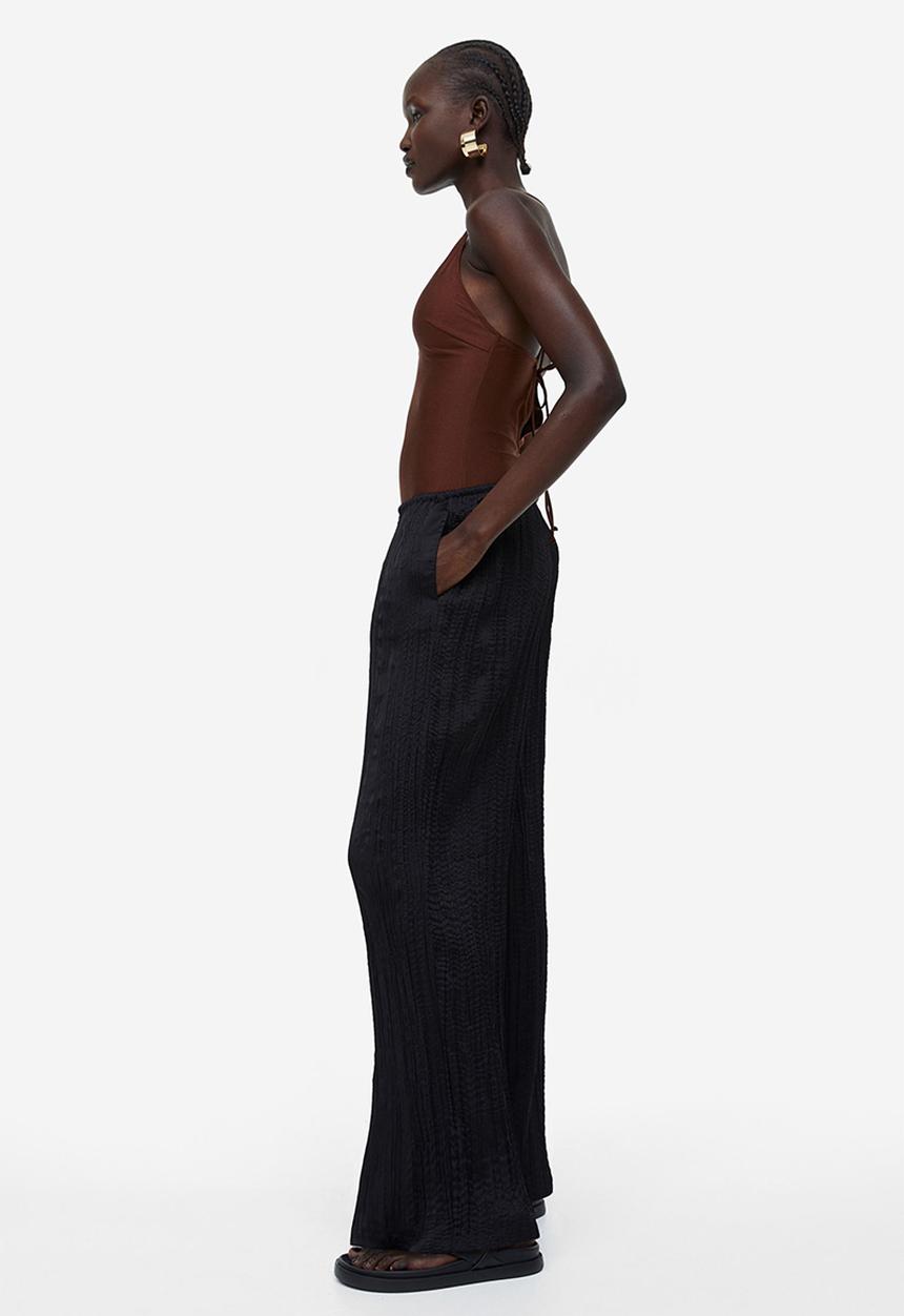 H&M - Wide pull-on trousers - black