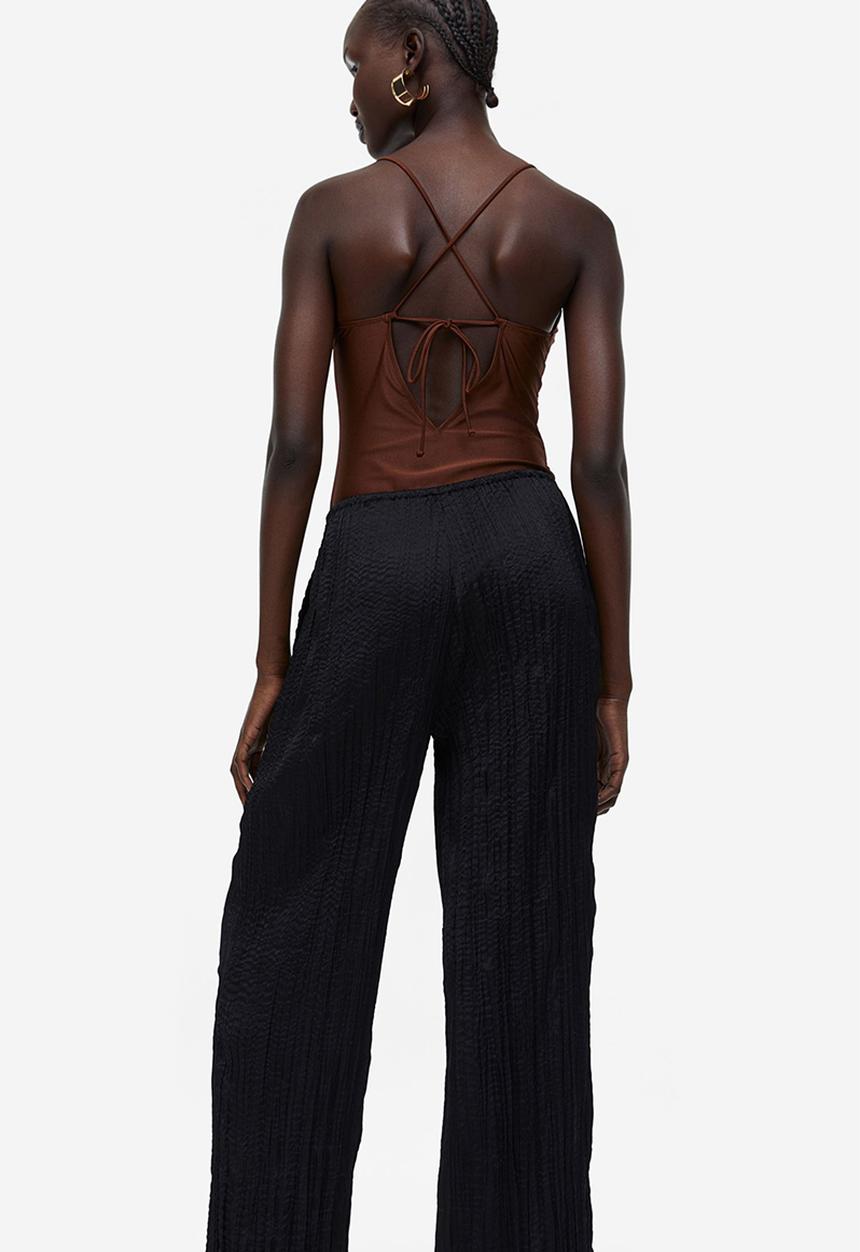 H&M - Wide pull-on trousers - black