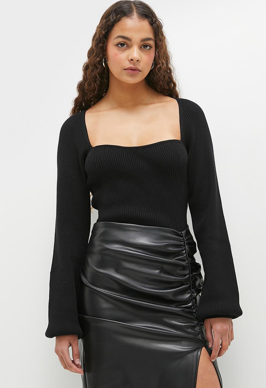 dailyfriday - Sweetheart jumper with blouson sleeve - black