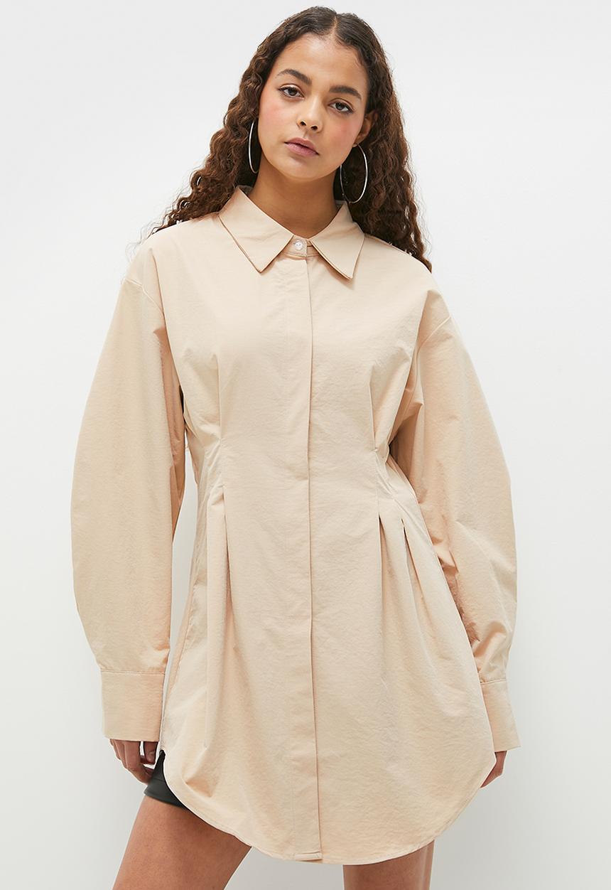 dailyfriday - Dart detail oversized shirt - stone